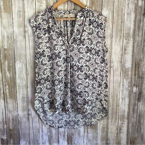 Loft White Sleeveless Floral High Low